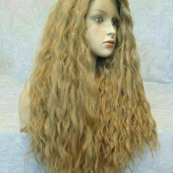 Lace Front, 3.5" Part, Dk Blonde Long Wavy Wig - Picture 10 of 13